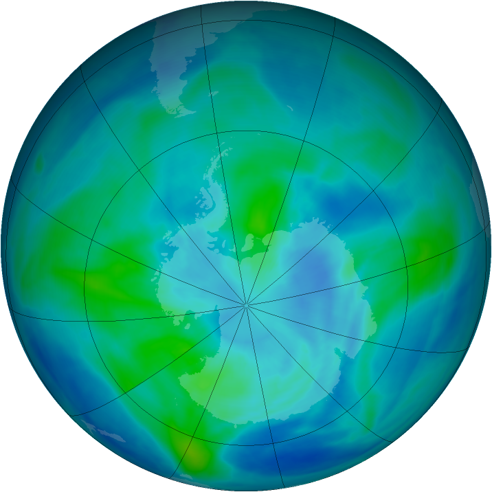 Antarctic ozone map for 20 March 2008